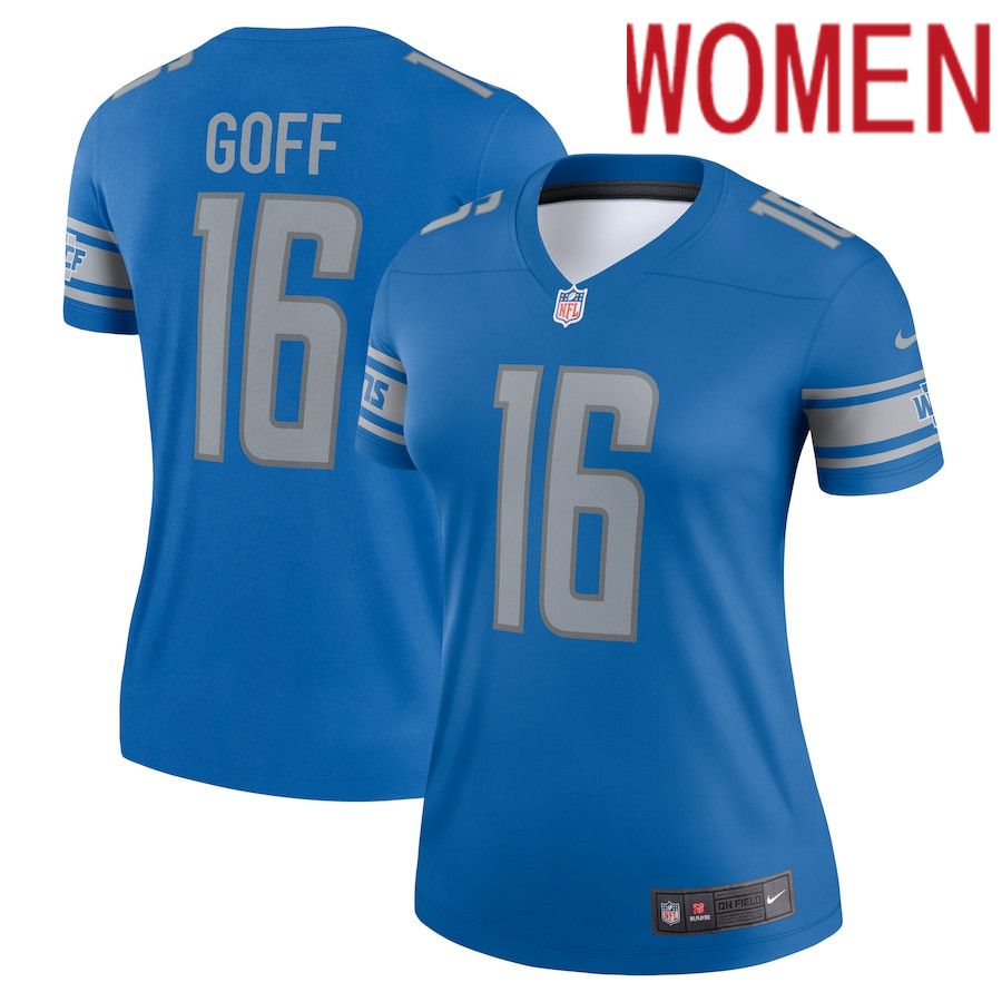 Women Detroit Lions 16 Jared Goff Nike Blue Legend NFL Jersey